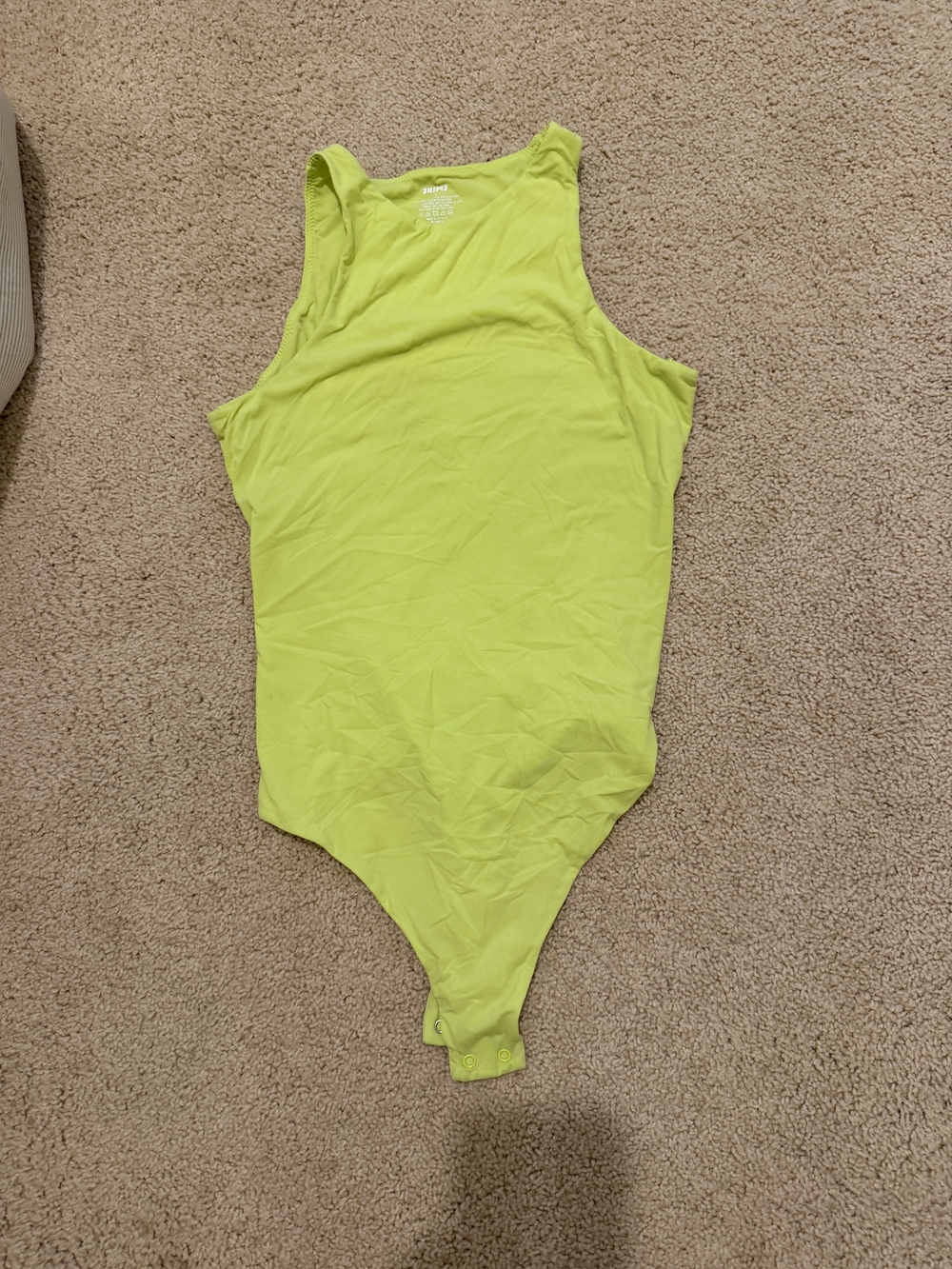 SKIMS Snap-Bottom Bodysuit - Size S - Neon Lime